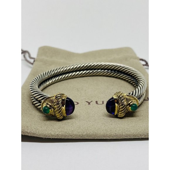 David Yurman Renaissance Double Cable Cabochon Amethyst & Green Onyx 14k 18K 925 - Picture 1 of 12